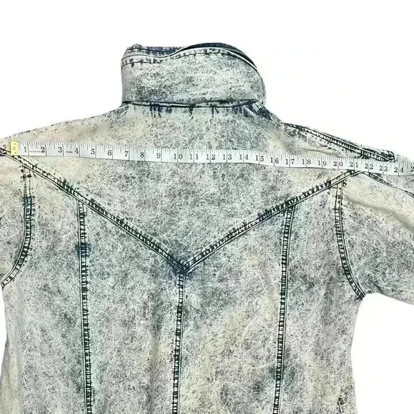 PAN ASIA Vintage Women's 80's Acid Wash Long Denim Jean Jacket With Hood - Picture 13 of 13